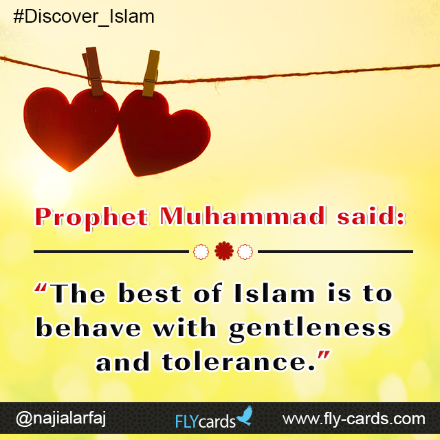 Prophet Muhammad said: “The best of Islam is to behave with gentleness and tolerance.”