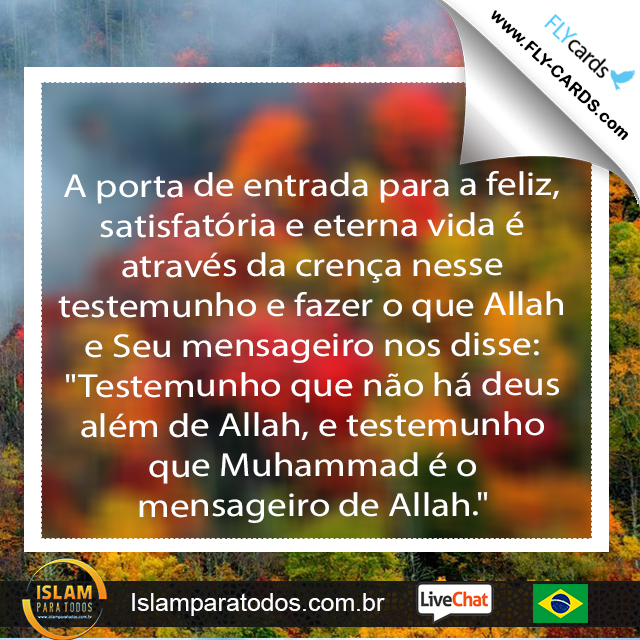  A porta de entrada para a feliz, satisfatória e eterna vida é através da crença nesse testemunho e fazer o que Allah e Seu mensageiro nos disse:  "Testemunho que não há deus além de Allah, e testemunho que Muhammad é o mensageiro de Allah."