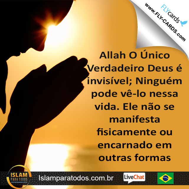  Allah O Único Verdadeiro Deus é invisível; Ninguém pode vê-lo nessa vida. Ele não se manifesta fisicamente ou encarnado em outras formas.